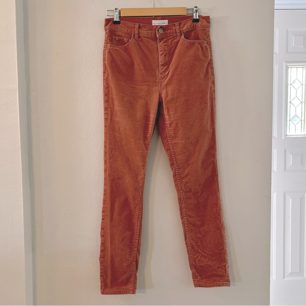 Loft High Waist Skinny Corduroy Pants, Spicy Clove, Size 4/27 - Picture 11 of 14